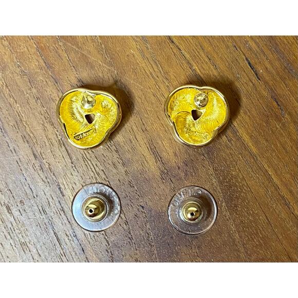 Monet Gold Tone Triangular Knot Post Earrings Chunky Elegant - Picture 2 of 5